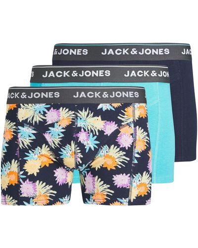 Jack & Jones Boxers Boxers coton fermés, Lot de 3 - Bleu
