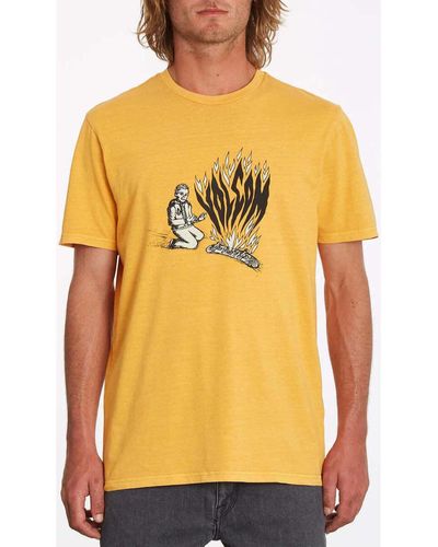 Volcom T-shirt Camiseta Burnher Sunburst - Jaune