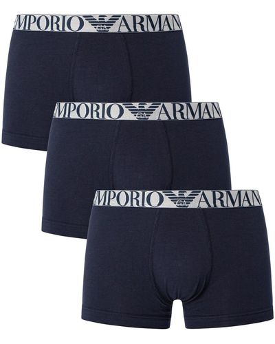 Emporio Armani Caleçons Lot de 3 boxers en coton biologique - Bleu