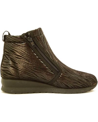 Emanuela Chaussons Chaussures, Bottine Hiver, Zip, Textile-2830 - Marron