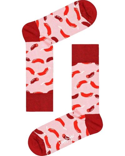 Happy Socks Socquettes Chaussettes Saucisse - Rouge
