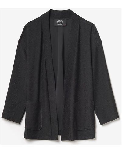 Le Temps Des Cerises Veste Veste kimono sobrado noir brillant