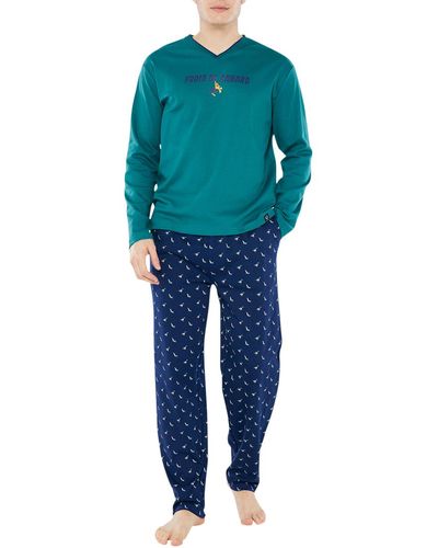Arthur Pyjamas / Chemises de nuit Pyjama Long coton regular fit - Bleu