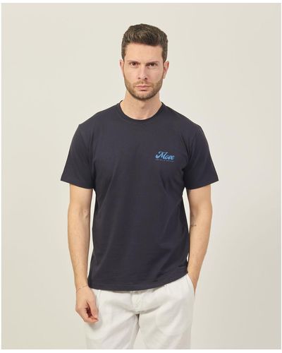Move Officine Del Cappello T-shirt T-shirt basique en coton avec logo sur la poitrine - Bleu