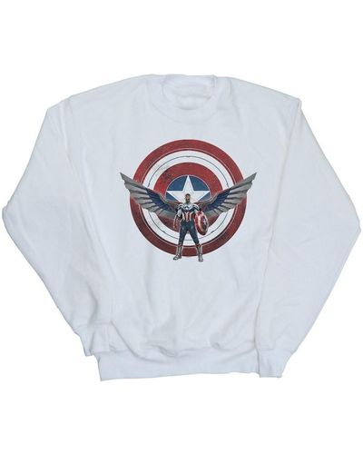 Marvel Sweat-shirt Falcon And The Winter Soldier Captain America Shield Pose - Blanc
