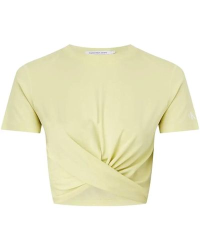 Calvin Klein T-shirt Twisted cropped - Jaune