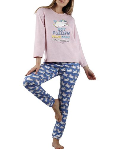 Admas Pyjamas / Chemises de nuit Pyjama tenue d'intérieur pantalon et haut Unicornio Mr - Rose