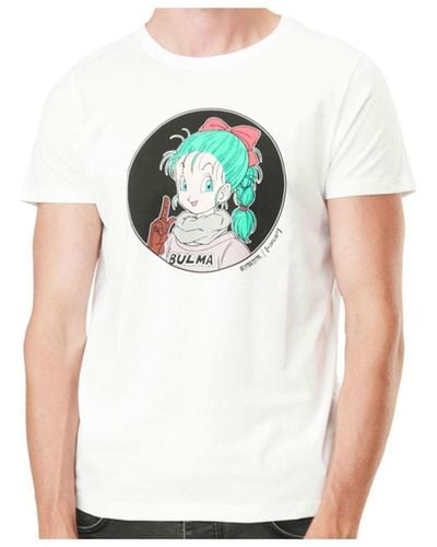 Capslab T-shirt T-shirt en coton col rond Dragon Ball Bulma - Blanc