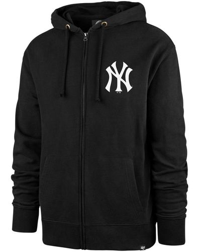 '47 Sweat-shirt 47 HOOD ZIP MLB NEW YORK YANKEES IMPRINT HELIX JET BLACK - Noir