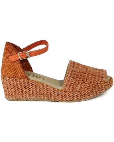 Pitillos Sandales SANDALIAS DE CUÑA DE RAFIA 5501 NARANJA - Marron