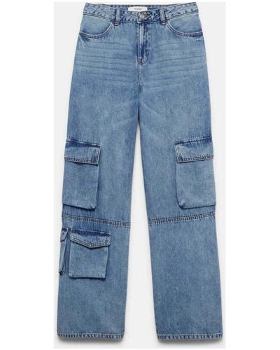 Promod Jeans Jean cargo taille haute - Bleu