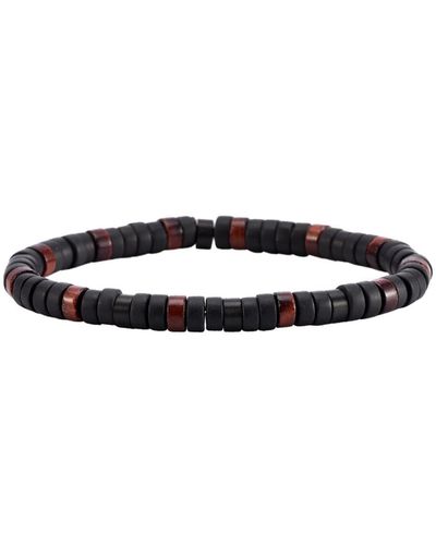 Sixtystones Bracelets Bracelet Heishi Oeil de Tigre Rouge-Large-20cm - Noir
