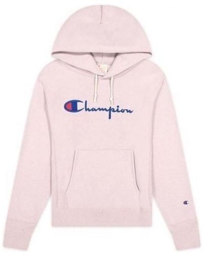 Champion Sweat-shirt Reverse Weave Script Logo Hooded Sweatshirt - Rose