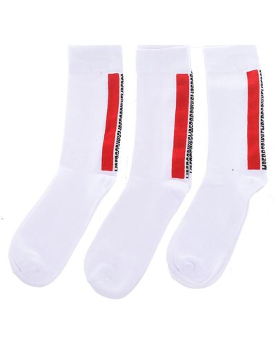 Bikkembergs Chaussettes hautes BF009-WHITE-RED - Blanc