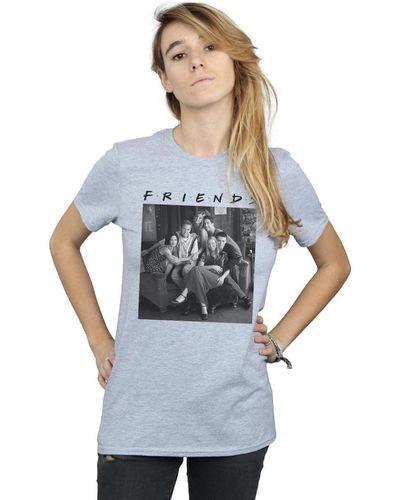 Friends T-shirt Black And White Photo - Bleu