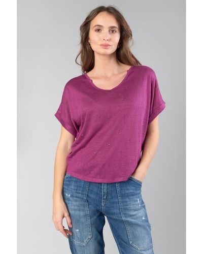 Le Temps Des Cerises T-shirt Top bibou framboise - Violet