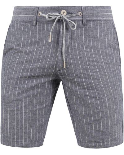 Suitable Pantalon Short Stani De Lin Rayures Bleu - Gris