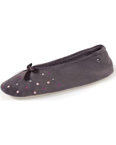Isotoner Chaussons Chaussons Mules brodée pois - Violet