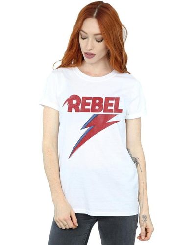 David Bowie T-shirt Distressed Rebel - Blanc