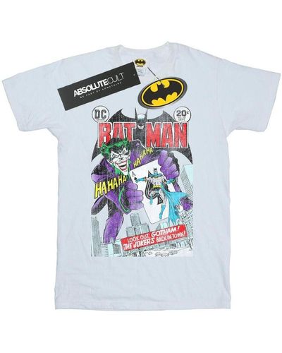 Dc Comics T-shirt Batman Joker Playing Card Cover - Blanc