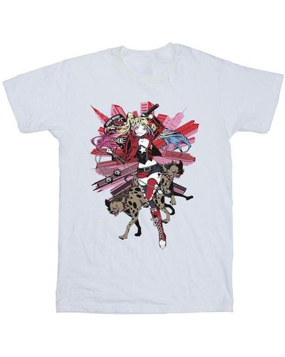 Dc Comics T-shirt Harley Quinn Hyenas - Blanc