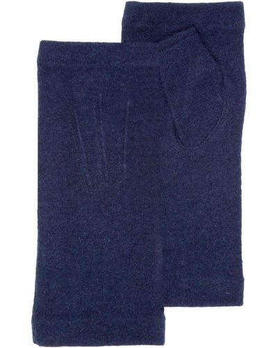 Isotoner Gants Mitaines en laine - non doublées - Bleu