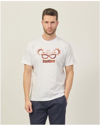 Move Officine Del Cappello T-shirt T-shirt en coton avec imprimé à motifs - Blanc
