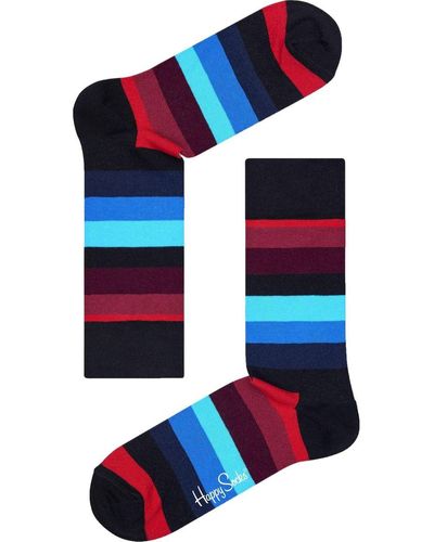 Happy Socks Socquettes Chaussettes Impression Rayures - Bleu