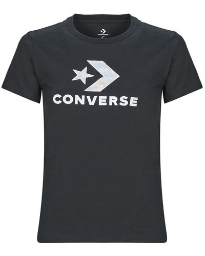Converse T-shirt FLORAL STAR CHEVRON - Noir