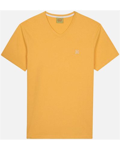 Oxbow T-shirt Tee shirt uni col V 4flo brodé poitrine TIVE - Orange