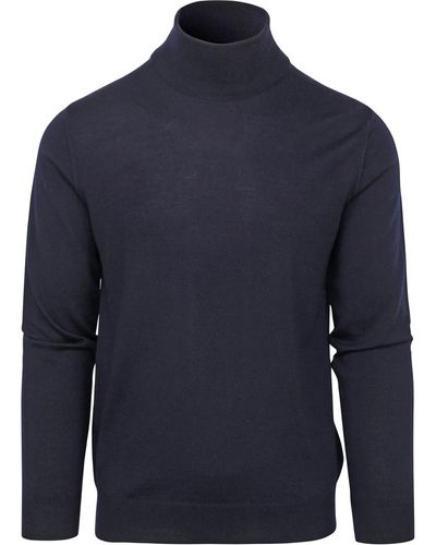 Suitable Sweat-shirt Pull Col Roulé Merino Marine - Bleu