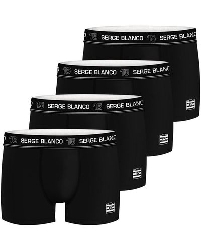 Serge Blanco Boxers Lot de 4 Boxers coton uni - Noir