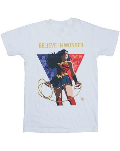 Dc Comics T-shirt Wonder Woman 80th Anniversary Believe In Wonder Pose - Blanc