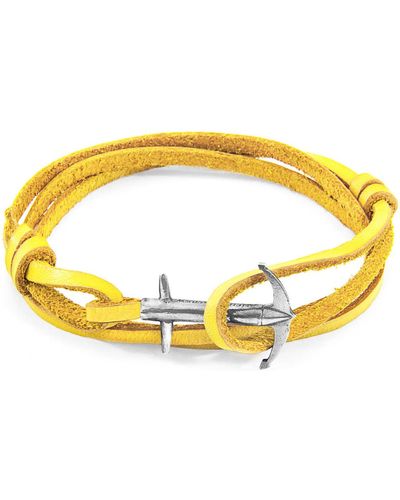 Anchor and Crew Bracelets Bracelet Ancre Admiral Argent Et Cuir Plat - Multicolore