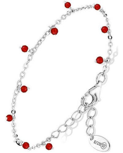 Orusbijoux Bracelets Bracelet Argent Rhodié Perles Pierre Onyx Rouge - Blanc