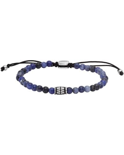 Fossil Bracelets Bracelet perles en sodalite et acier - Bleu