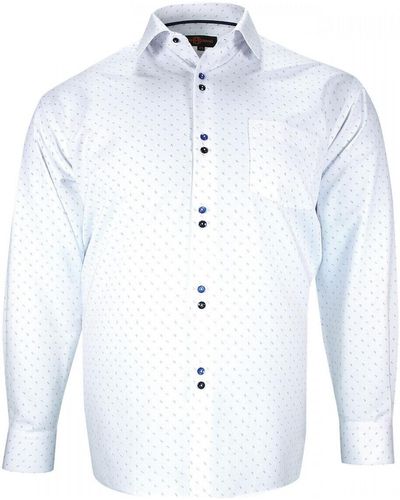 Doublissimo Chemise chemise forte taille tissus a motifs freccia blanc - Bleu