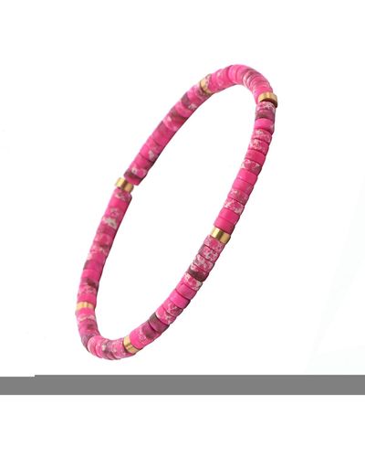 Sixtystones Bracelets Bracelet Perles Heishi 4 Mm Jaspe -Medium-18cm - Rose
