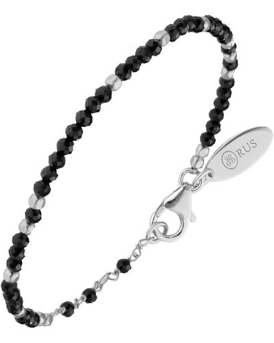 Orusbijoux Bracelets Bracelet Argent Rhodié Simple Perles Naturelles Noires - Métallisé