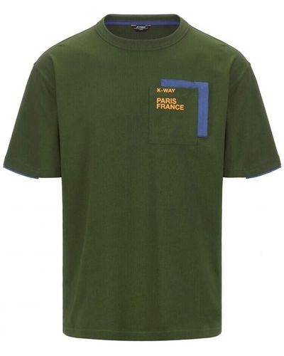 K-Way T-shirt T-shirt vert avec poches contrastes Fantome