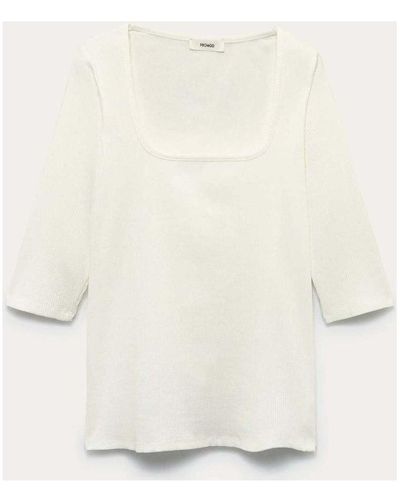 Promod Blouses T-shirt côtelé uni - Blanc