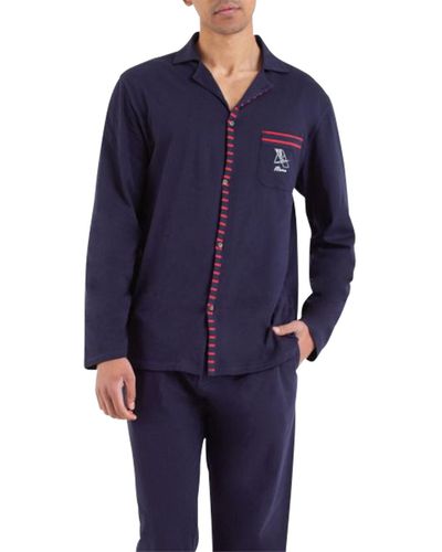 Athena Pyjamas / Chemises de nuit Pyjama long coton - Bleu