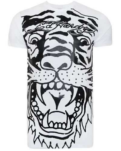 Ed Hardy T-shirt Big-tiger t-shirt - Blanc