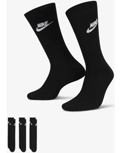 Nike Chaussettes de sports LOT DE 3 PAIRES DE CHAUSSETTES BLACK 42 A 48 - Noir