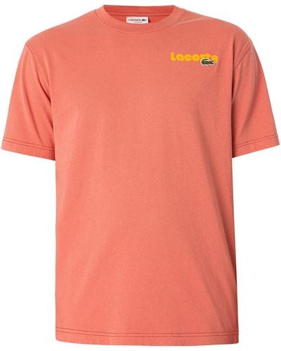 Lacoste T-shirt T-shirt avec logo sur la poitrine - Orange