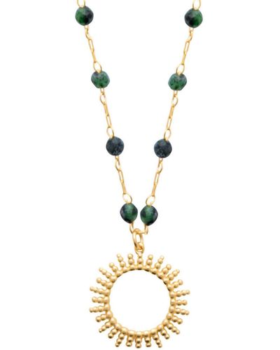 Brillaxis Collier Collier soleil et perles rubis zoisite - Métallisé