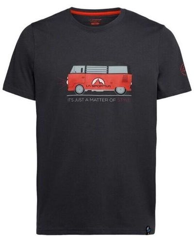 La Sportiva T-shirt T-shirt Van Carbon/Cherry Tomato - Bleu