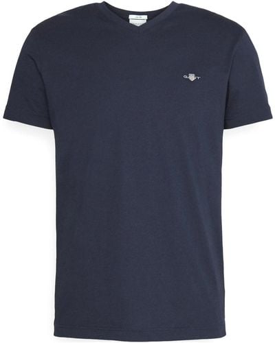 GANT T-shirt Slim Shield V-Neck Tee - Bleu