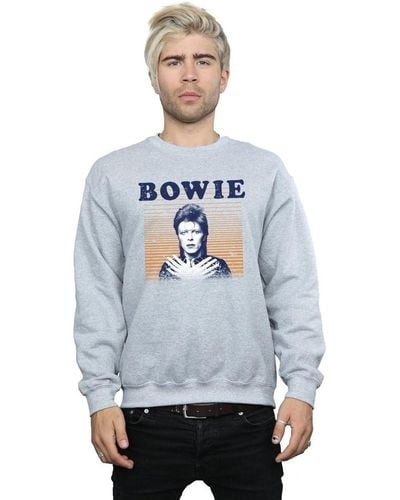 David Bowie Sweat-shirt Orange Stripes - Bleu