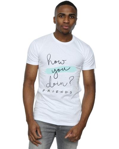 Friends T-shirt How You Doin? Handwriting - Blanc